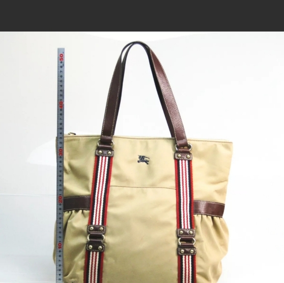 🥳HP🥳Burberry Tan Canvas LARGE Tote - Picture 5 of 10